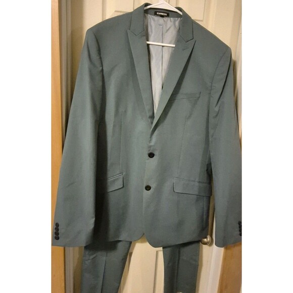 EXPRESS Men's Extra Slim Green Suit Jacket 42L Extra Slim/Pants 33/32 Extra Slim - Picture 1 of 15
